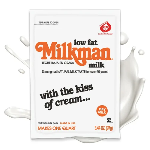 Milkman Leche baja en grasa – Paquetes de leche seca instantánea en polvo – Para café, hornear o viajes – Solo tienes que añadir agua, hace un