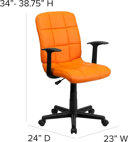 Miniatura 3 de Flash Furniture - Silla giratoria de respaldo medio de vinilo, acolchada, color negro Naranja