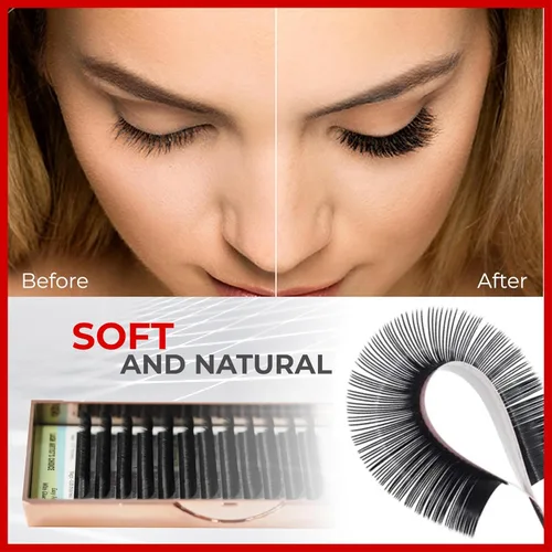 Miniatura 7 de THE LASH SUPPLY Pestañas de volumen Easy Fan, suministros profesionales de extensión de pestañas mágicas, rizo C/D, 0.39-0.78 pulgadas de longitud