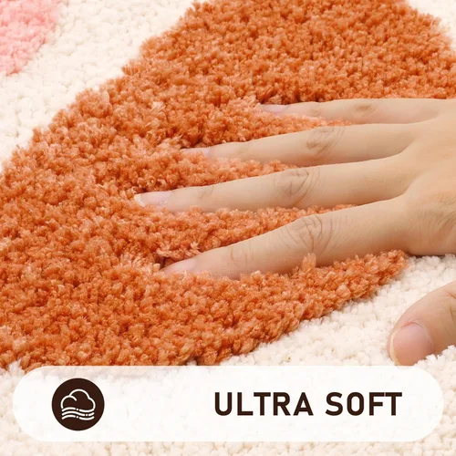Miniatura 2 de Pauwer Juego de baño bohemio, 3 alfombrillas de microfibra antideslizantes, alfombras absorbentes para ducha e inodoro, pasillo de baño bohemio