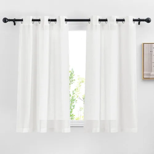 Miniatura 22 de NICETOWN Cortinas de lino traslúcidas con textura de lino de 84 pulgadas de largo, con ojales semitraslúcidos, tratamientos de ventana, privacidad