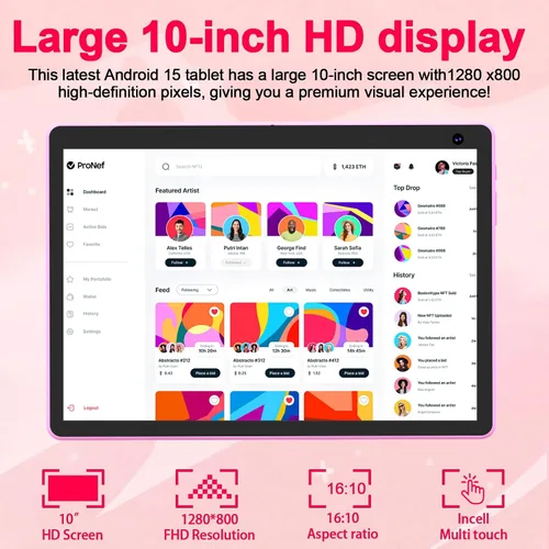 Miniatura 7 de Tablet Android 15 de 10 pulgadas, tableta 2 en 1 con teclado. 8GB RAM+32GB ROM compatible con tabletas PC expandibles de 1TB, CPU de cuatro núcleos