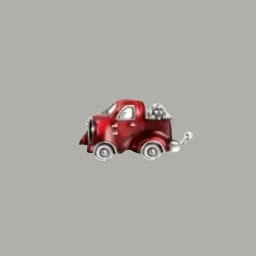 Miniatura 3 de Camión de camioneta roja con dije para perro para pulsera o collar de plata de ley 925, Plata esterlina, Sin gemas.
