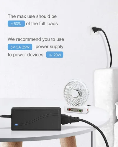 Miniatura 7 de ALITOVE 5V 5A Adaptador Convertidor de Fuente de Alimentación AC a DC 5.5x2.5mm Enchufe AC 100V~240V Entrada para Tira de Luz LED de Píxeles WS2812B