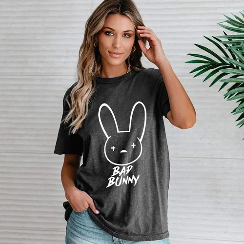 Miniatura 2 de Bad Bunny - Camiseta de Pascua para mujer, diseño divertido de conejo, para verano, vacaciones, hip hop, regalo