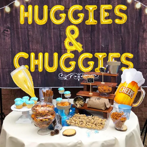 Miniatura 4 de JeVenis Huggies and Chuggies - Decoraciones de fiesta de Huggies and Chuggies, letrero de revelación de género, decoración de fiesta de pañal