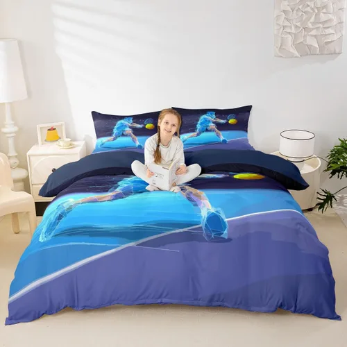Erosebridal Funda de edredón de pelota de tenis para adolescentes, juego de ropa de cama con temática de juegos deportivos, tamaño Queen para niños