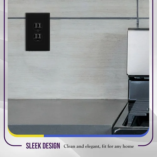 Miniatura 7 de ENERLITES Placa de pared dúplex para tomacorriente para receptáculos, cubierta de toma de corriente eléctrica jumbo, acabado brillante, de gran Negro