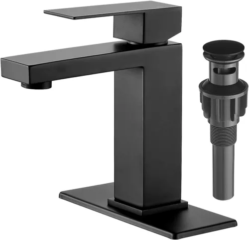 Miniatura 12 de VOTON Grifo de baño de oro cepillado, moderno grifo de baño de 1 agujero, grifo de lavabo de baño de una sola manija, oro cepillado con placa