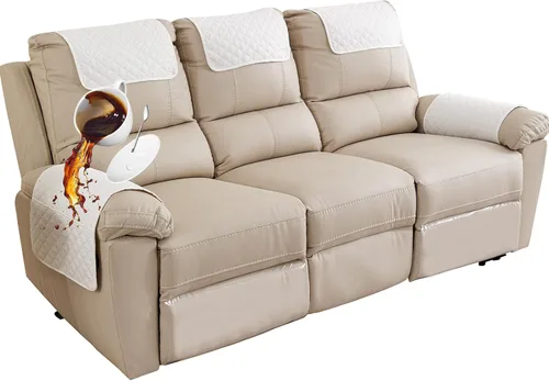 Miniatura 9 de Funda para Reposabrazos de Sofá, Funda para Reposacabezas de Silla Reclinable, Funda de Sillón con Bolsillos, Protector de Muebles Acolchado Beige