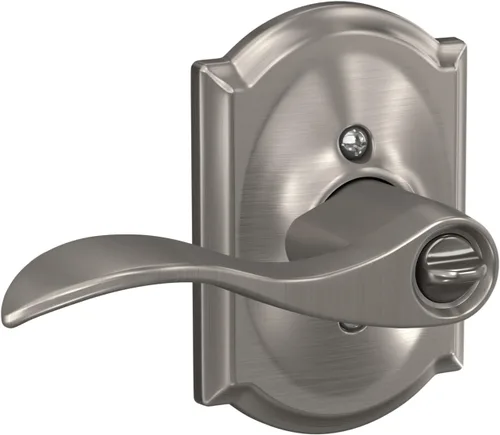 Miniatura 3 de SCHLAGE - Manija Accent con cerradura de entrada con llave y moldura Camelot en níquel satinado - F51A ACC 619 CAM