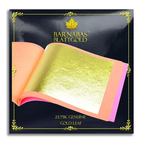 Miniatura 12 de BARNABAS BLATTGOLD Gold Leaf - Oro real de 21 quilates [25 hojas, 3.4 pulgadas] - Hojas sueltas para pintura, arte y manualidades Hoja suelta