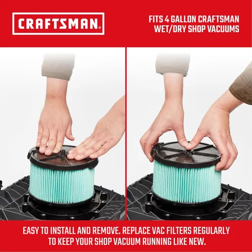 Miniatura 3 de CRAFTSMAN CMXZVBE38740 Filtro de vacío de repuesto para aspiradora de media altura HEPA para la mayoría de aspiradoras CRAFTSMAN Shop de 5 a 20
