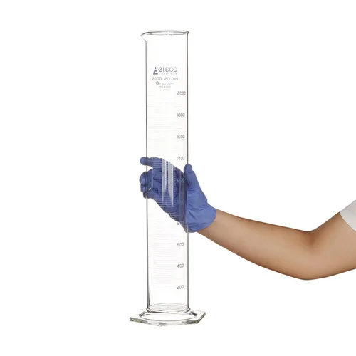 Miniatura 5 de EISCO Cilindro graduado, 67.6 fl oz - Tolerancia clase B ± 0.7 fl oz - Base hexagonal - Graduaciones azules - Borosilicato 3.3 Glass Labs
