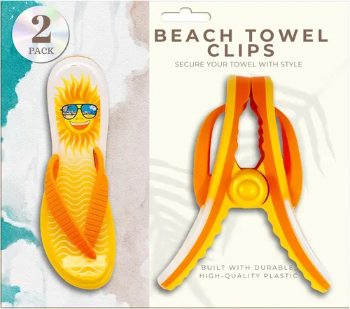 PERFORMORE Clips para toallas de playa, paquete de 2, clips portátiles para toallas, clips de seguridad para sillas de playa, terraza, patio,