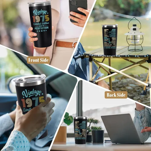 Miniatura 3 de Regalos de 50 cumpleaños para hombres y mujeres, idea de regalo de 50 años para él y ella, vaso de feliz cumpleaños 50 para mayores de 50 años