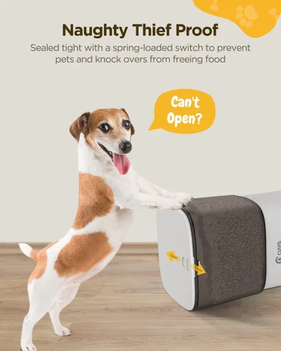 Miniatura 3 de Ciays Comedero automático para gatos, 6L, blanco, plástico y acero inoxidable, dispensa hasta 20 porciones, 6 comidas por día, con alarmas