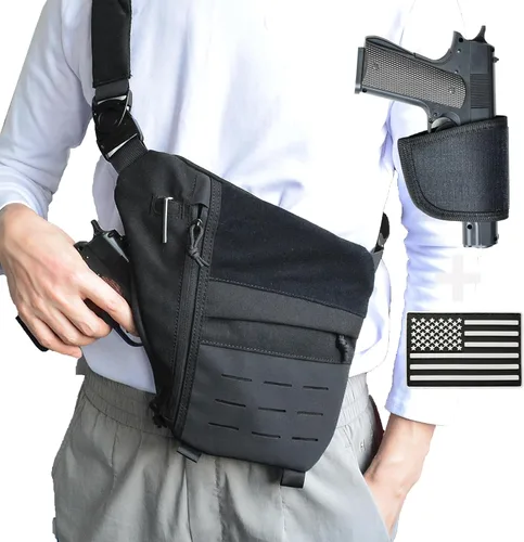 FLWVOG Bolsa de transporte oculta para hombres, bolsas cruzadas para pistolas pequeñas y medianas, bolsa Ccw, bolsas EDC para senderismo, viajes