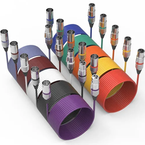 Miniatura 10 de Cable XLR de 10 colores, multicolor XLR macho a hembra, cables de audio de 6 pies, paquete de 10 cables de micrófono XLR equilibrados de 3 pines