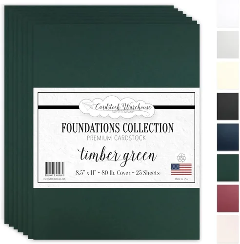 Cardstock Warehouse - Papel de cartulina verde madera/verde oscuro, 8.5 x 11 pulgadas, cubierta de 80 libras, 25 hojas de Cardstock Warehouse Bosque
