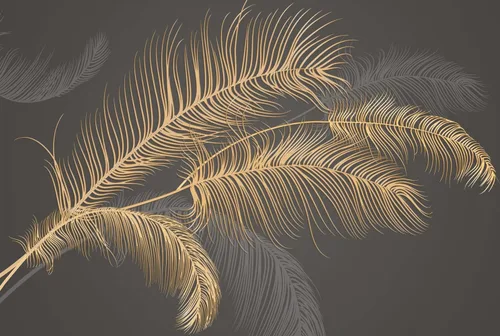 Miniatura 2 de MFWFM - Papel tapiz de plumas negro y dorado, enorme mural de hoja de plátano para dormitorio, sala de estar, fondo de TV (no se pega ni se despega)