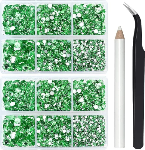 Miniatura 9 de Briskbloom 10000 piezas de diamantes de imitación con parte posterior plana para manualidades, zapatos, ropa, kit de circonita azul/circonita azul