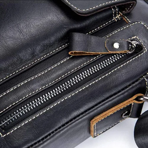 Miniatura 5 de Hebetag Bolso bandolera de cuero pequeño para hombre, para viajes al aire libre, negocios
