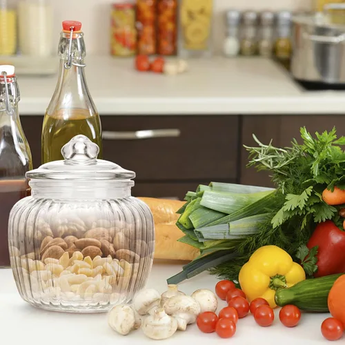 Miniatura 9 de Hemoton Tarro de almacenamiento de alimentos de vidrio con sello hermético Contenedor transparente para conservación de alimentos para organización