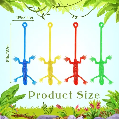 Miniatura 2 de Liliful 60 juguetes de lagartos pegajosos elásticos de goma Gecko, juguete elástico de Navidad, regalo de cumpleaños, recuerdo de fiesta para niños