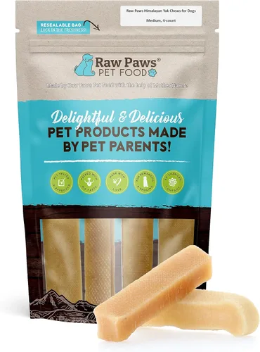 Miniatura 7 de Raw Paws Himalayan Yak - Masticables para perros, medianos (paquete de 10) – Empaquetados en Estados Unidos – Masticables tibetanos de queso de yak