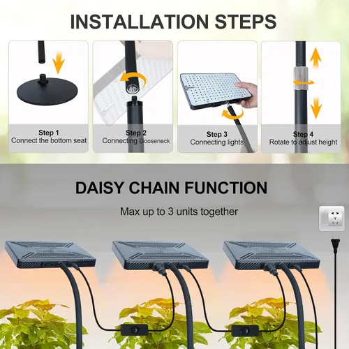 Miniatura 3 de FECiDA Luces de cultivo de escritorio para plantas de interior, bonsái, inicio de semillas, luz de cultivo UV-IR de espectro completo, consumo