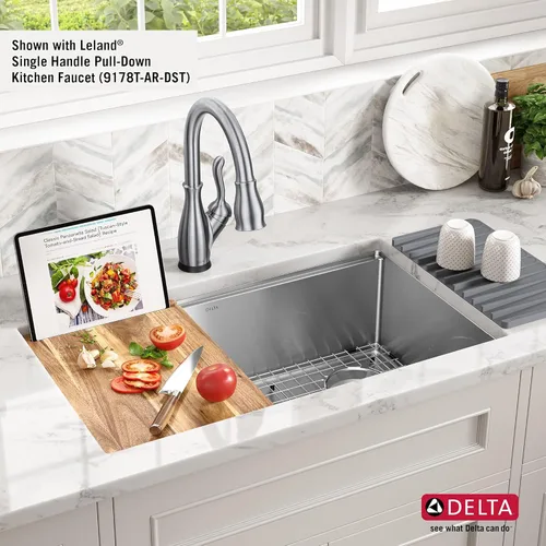 Miniatura 4 de DELTA FAUCET 95B932-32S-SS Lorelai - Lavabo de cocina Lorelai para estación de trabajo, de acero inoxidable, montaje bajo encimera, tarja única