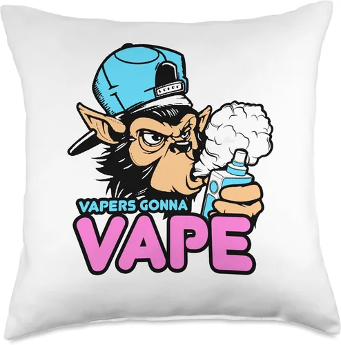 Vaping Shirt Vape Store Gift Monkey Vapers Gonna Gorilla T-Shirt Vape Tee Throw Pillow, 18 x 18, multicolor