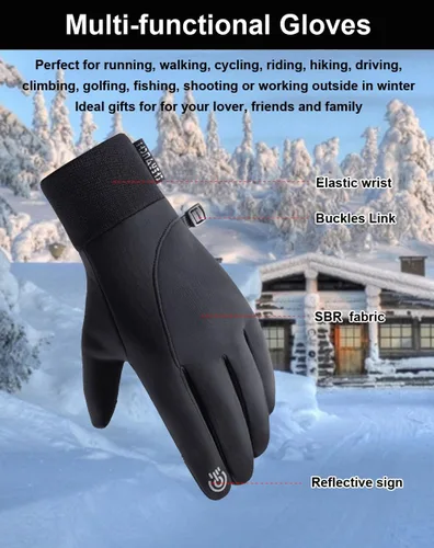 Miniatura 5 de Guantes de invierno para hombres y mujeres, guantes de pantalla táctil, guantes de correr, guantes de ciclismo, guantes cálidos