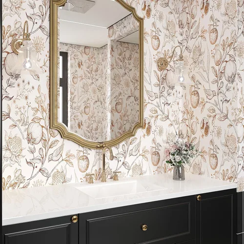 Miniatura 4 de VEELIKE Gold Birds - Papel tapiz de vinilo floral, autoadhesivo, extraíble, apto para inquilinos, 17.7 x 354 pulgadas