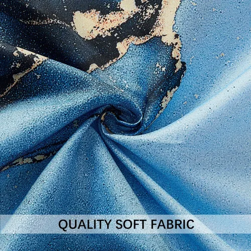 Miniatura 6 de Juego de cortinas de ducha de mármol azul dorado, cortinas de ducha abstractas de mármol para decoración de baño con 12 ganchos de metal, accesorios