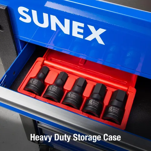 Miniatura 5 de SUNEX TOOLS 4506, juego de destornilladores hexagonales de impacto de 3/4 pulgadas, 5 piezas, SAE, 3/4 pulgadas - 1-1/4 pulgadas, acero Cr-Mo