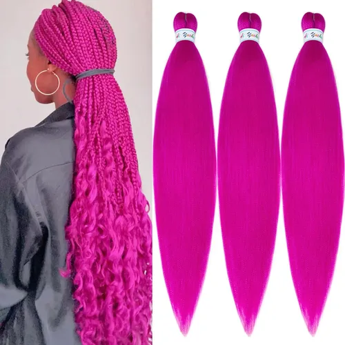 Miniatura 27 de Cabello para Trenzar Naranja Jengibre Pre-Estirado Kanekalo Cabello para Trenzar Pre-estirado 26 pulgadas Extensiones de Cabello Sintético