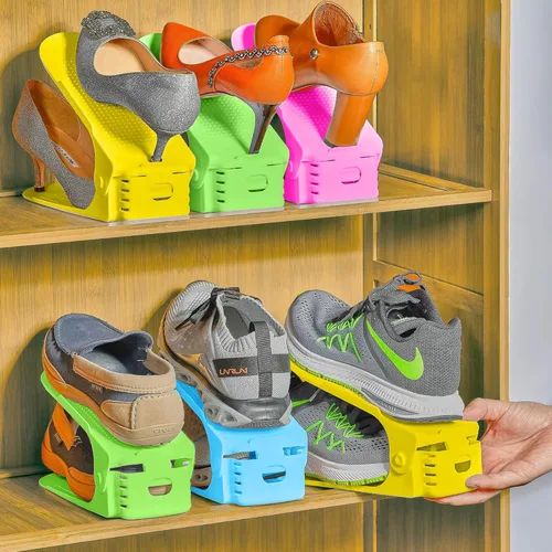 Miniatura 4 de Shoepal - Organizador de ranuras para zapatos, apilador ajustable y ahorro de espacio de almacenamiento, soporte de zapatos de doble cubierta