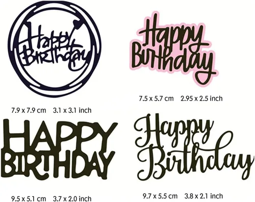 Miniatura 2 de Katutude Troqueles de feliz cumpleaños para hacer tarjetas, troqueles de corte para álbumes de recortes, letras de metal troqueladas en relieve