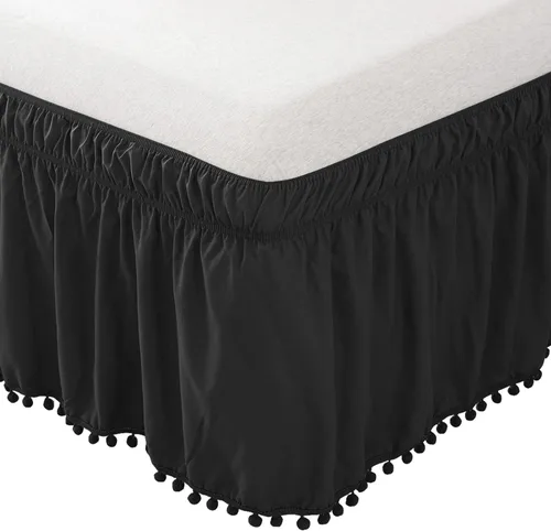 Miniatura 12 de Elegant Comfort Ella Collection - Falda de cama con pompones, 16 pulgadas de caída, 1500 hilos de calidad egipcia, elástico envolvente para una