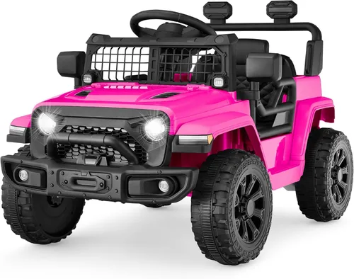 Best Choice Products Juguete de paseo para niños de 6 V, mini camión, auto de juego eléctrico con control remoto para padres, suspensión de 4 Rosa