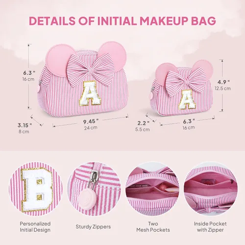 Miniatura 4 de Regalos de Navidad para niñas, bolsa de maquillaje con inicial, bolsas de cosméticos, bolsa de maquillaje de viaje, regalos de cumpleaños Azul