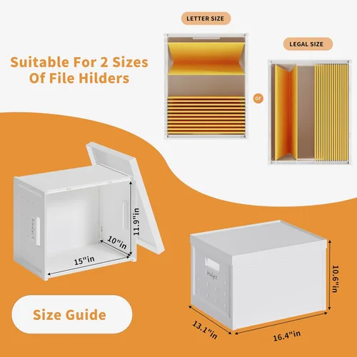 Miniatura 2 de Seseno Caja organizadora de archivos con tapa, organizador universal de archivos colgantes, caja de carpetas de archivos de tamaño carta/legal
