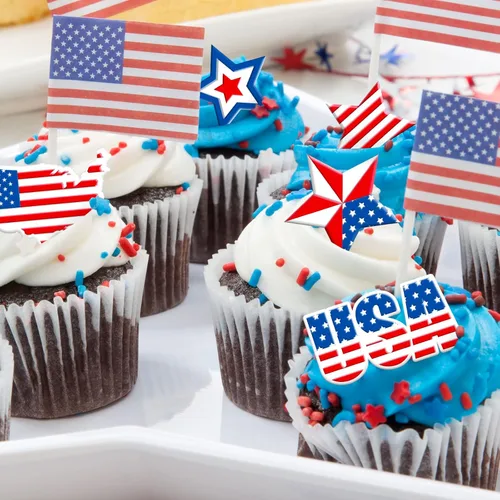 Miniatura 7 de Whaline 4 moldes de silicona para el Día de la Independencia del 4 de julio, molde patriótico 3D para fondant con patrón de bandera estadounidense