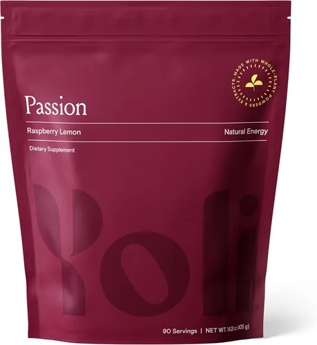 Yoli Passion Energy - Mezcla de polvo de frambuesa y limón a granel, 90 porciones sin azúcar, bebida con té verde y guaraná para ayudar a la