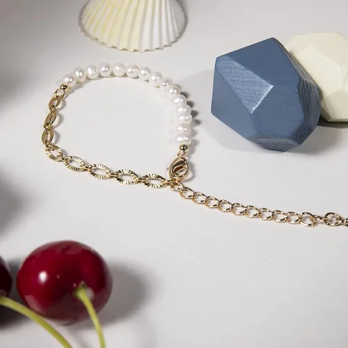 Miniatura 8 de Cowlyn Pearl Bracelet Paperclip Chain Link Baroque Culture Bossimi 14K Gold Filled Colorful Zircon Adjustable Fashion Valentine Charm Dainty