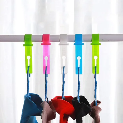 Miniatura 4 de Cabilock 40 ganchos resistentes al viento para colgar arañazos, tendedero de ropa con hebilla fija, cuerda para colgar tendedero, resistente al