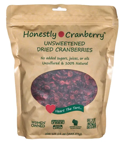 Miniatura 7 de Honestly Cranberry - Arándanos rojos secos sin endulzar - Sin azúcares, jugos o aceites añadidos - Sin OGM - Cultivado en Wisconsin (1 oz)