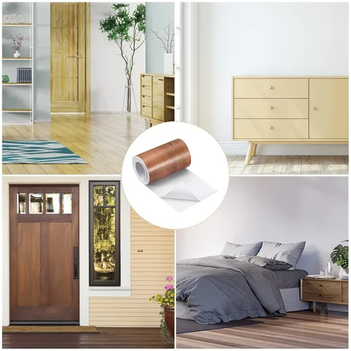 Miniatura 6 de uxcell Cinta de grano de madera, 3.94 pulgadas x 16.41 pies, adhesivo de papel de pared autoadhesivo para pared, esquina, mesa, puerta, sofá, rojo